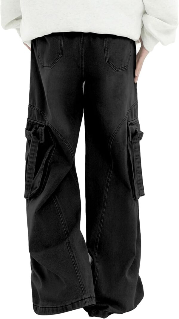 Men's Vintage Washed Cargo Jeans, High Waist, Baggy Wide Leg, Unisex Streetwear with Multiple Pockets
