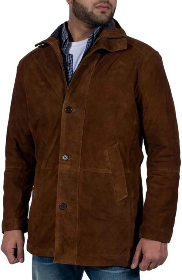 Men’s Suede Leather Mysteries Trench Coat