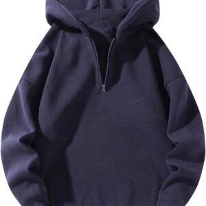 Men's Quarter Zip Pullover Hoodies Long Sleeve Drop Shoulder Sweatshirt Casual Pullover