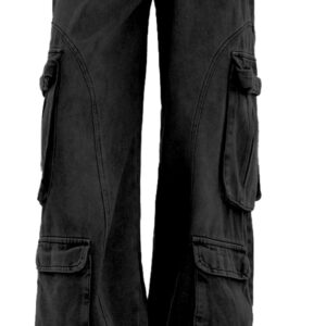 Men's Vintage Washed Cargo Jeans, High Waist, Baggy Wide Leg, Unisex Streetwear with Multiple Pockets