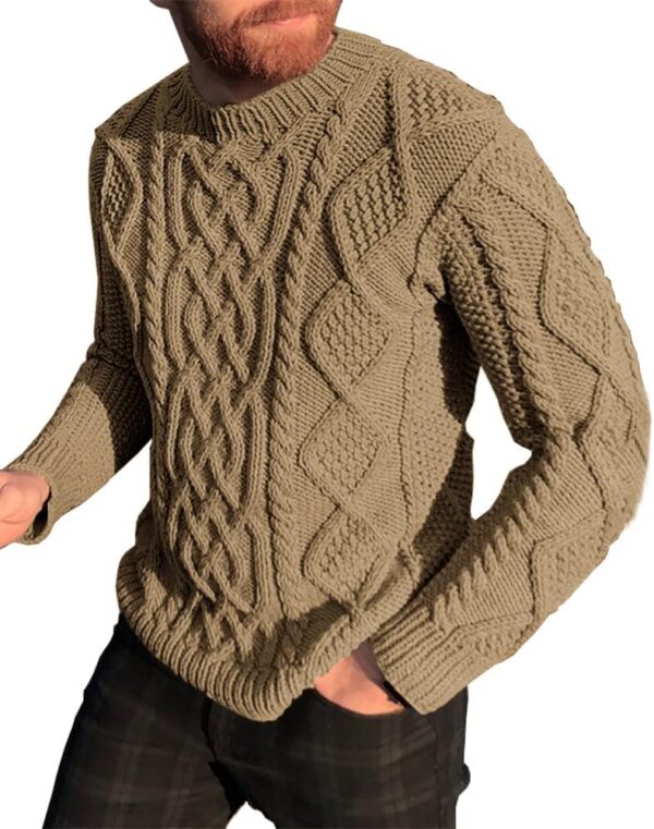 Men's Slim Fit Crewneck Pullover Sweater Winter Casual Chunky Cable Knit Comfort Heavy Long Sleeve Sweaters