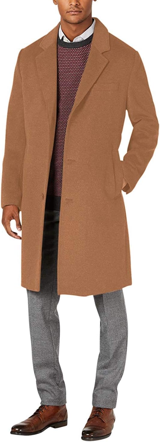 Men's Classic Fit Overcoat Signature Wool Blend Top Coat (Regular & Big-Tall Sizes)