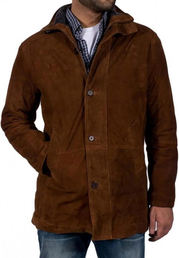 Men’s Suede Leather Mysteries Trench Coat