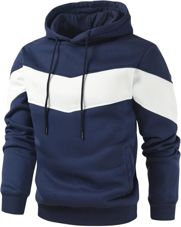 Men's Novelty Color Block Pullover Fleece Hoodie Long Sleeve Casual Sweatshirt with Pocket