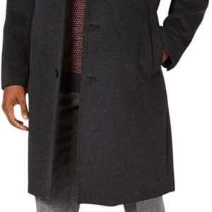 Men's Classic Fit Overcoat Signature Wool Blend Top Coat (Regular & Big-Tall Sizes)