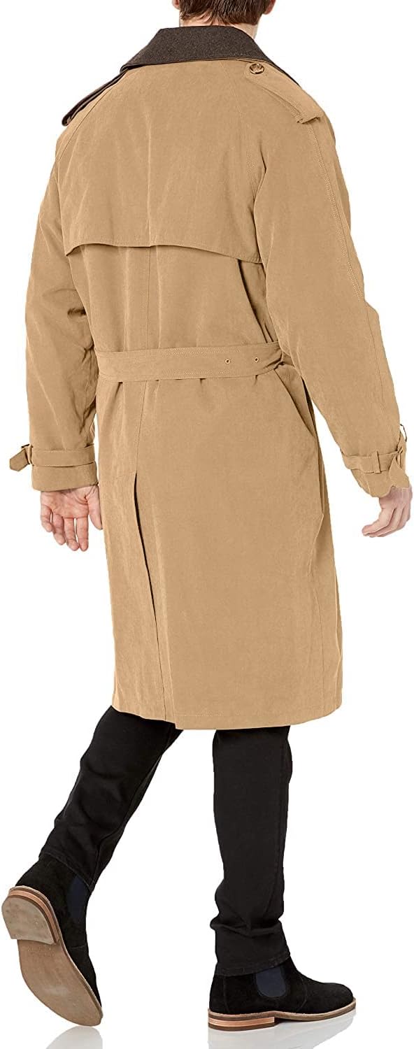 Men's Iconic Double Breasted Trench Coat with Zip-Out Liner and Removable Top Collar