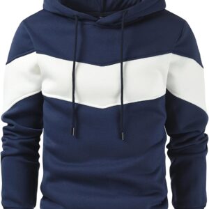 Men's Novelty Color Block Pullover Fleece Hoodie Long Sleeve Casual Sweatshirt with Pocket