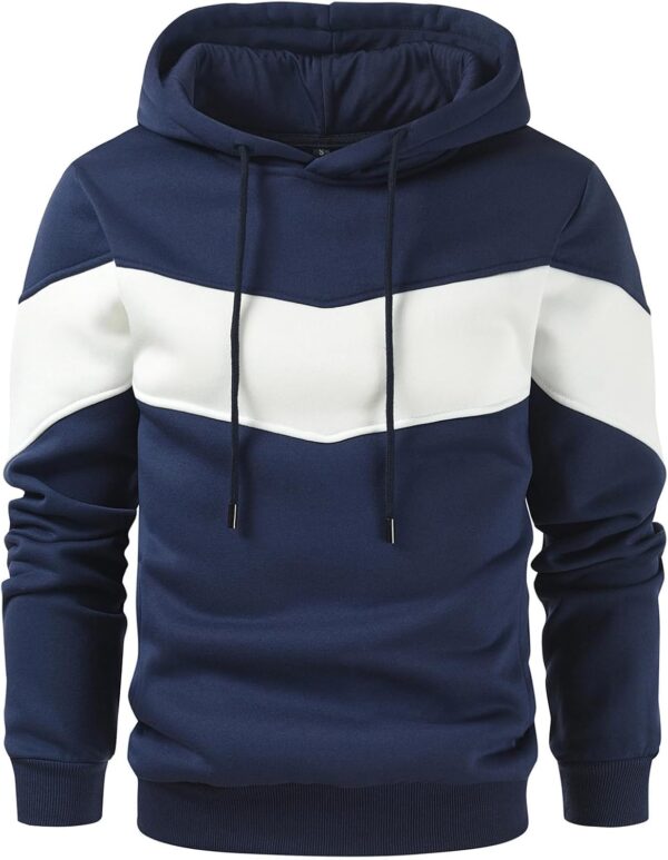 Men's Novelty Color Block Pullover Fleece Hoodie Long Sleeve Casual Sweatshirt with Pocket