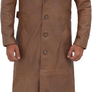 Leather Trench Coat Men - Winter Fashion Long Jacket Real Lambskin Leather Coats For Men