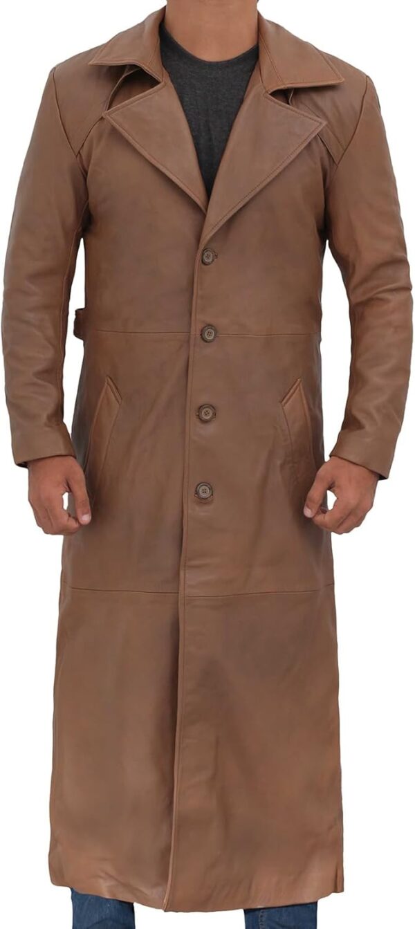 Leather Trench Coat Men - Winter Fashion Long Jacket Real Lambskin Leather Coats For Men