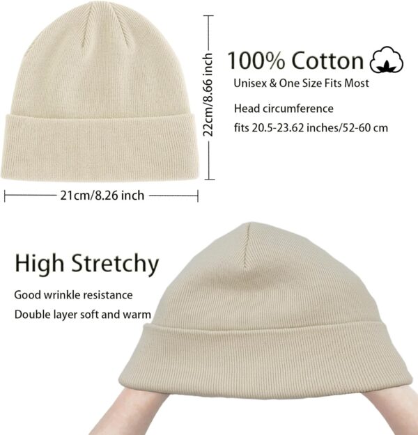 100% Cotton Beanie Hats for Women Men Winter Soft Warm Knit Cuffed Hats Fisherman Beanie Skull Cap Unisex