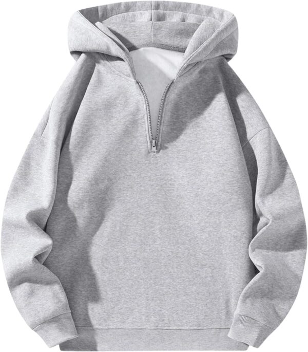Men's Quarter Zip Pullover Hoodies Long Sleeve Drop Shoulder Sweatshirt Casual Pullover