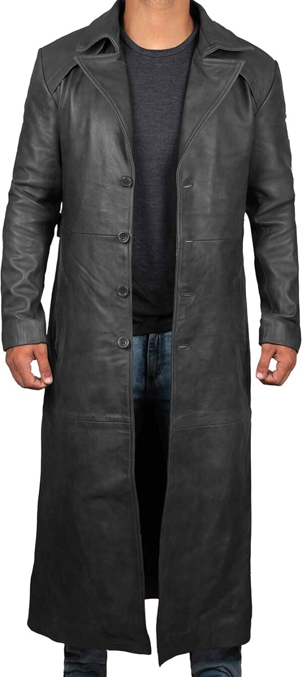 Leather Trench Coat Men - Winter Fashion Long Jacket Real Lambskin Leather Coats For Men