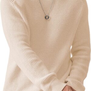 Men's Crewneck Pullover Sweater Waffle Textured Knitted Sweaters Casual Loose Fit Sweaters with Ribbing Edge