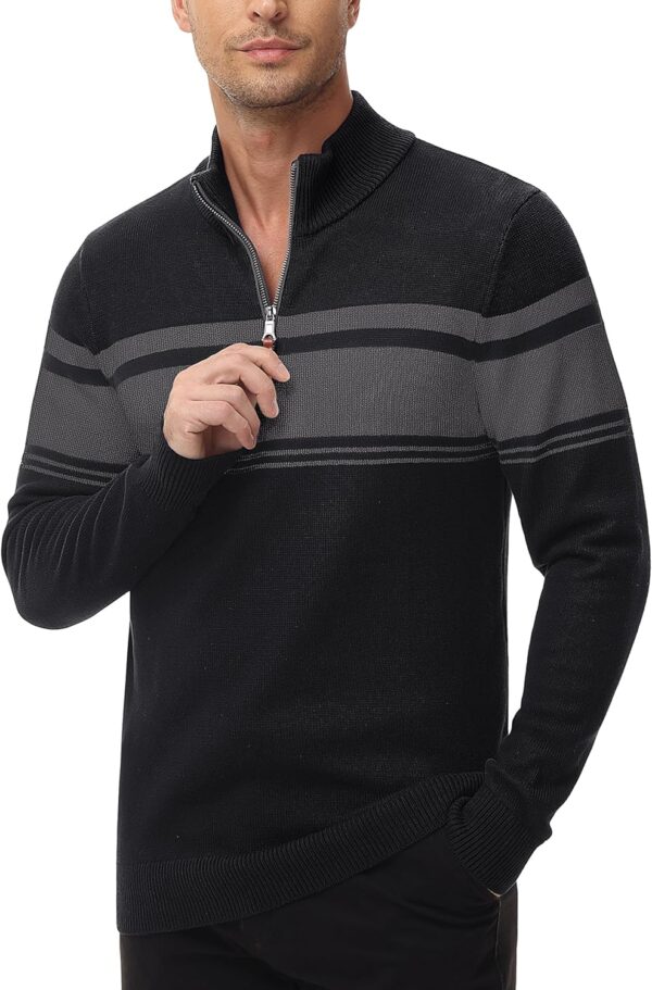 Men's Sweaters 1/4 Zip Cotton Sweater Pullover  Sweaters Striped Fall Winter Warm Sweatshirts