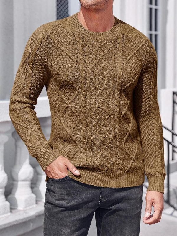 Men's Slim Fit Crewneck Pullover Sweater Winter Casual Chunky Cable Knit Comfort Heavy Long Sleeve Sweaters