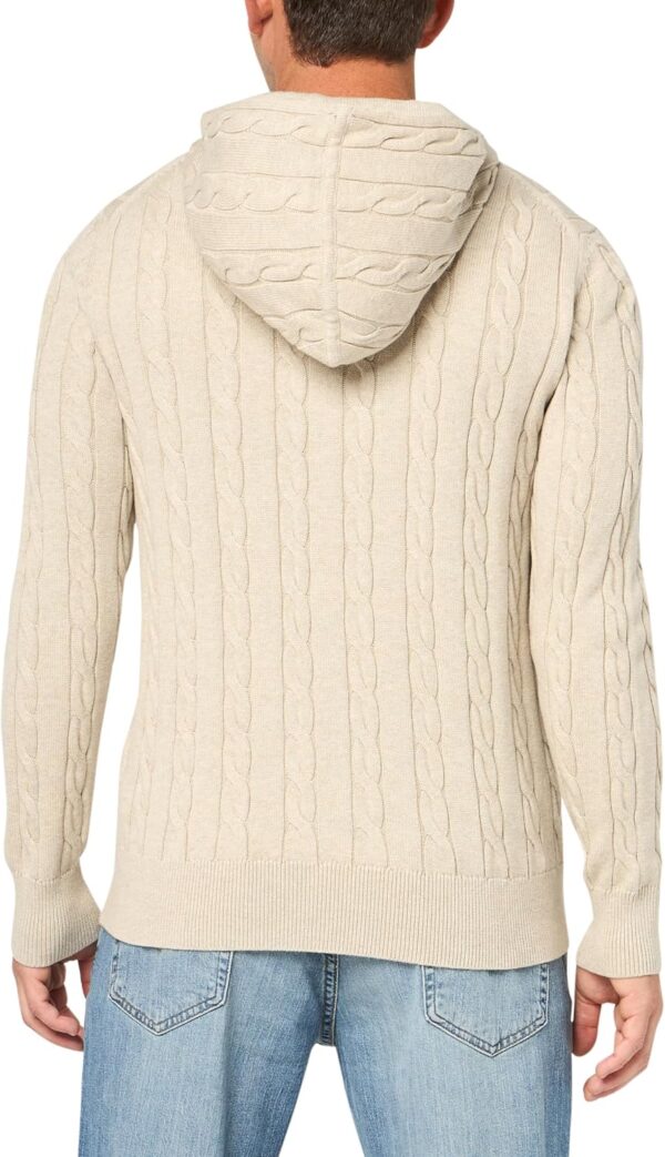 Men's Cotton Cable Knit Full Zip Hoodie Sweater