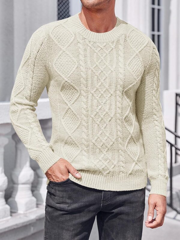Men's Slim Fit Crewneck Pullover Sweater Winter Casual Chunky Cable Knit Comfort Heavy Long Sleeve Sweaters