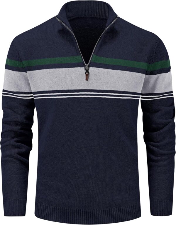 Men's Sweaters 1/4 Zip Cotton Sweater Pullover  Sweaters Striped Fall Winter Warm Sweatshirts