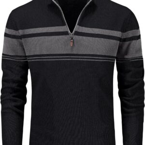 Men's Sweaters 1/4 Zip Cotton Sweater Pullover  Sweaters Striped Fall Winter Warm Sweatshirts