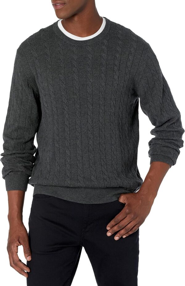 Men's Crewneck Cable Cotton Sweater