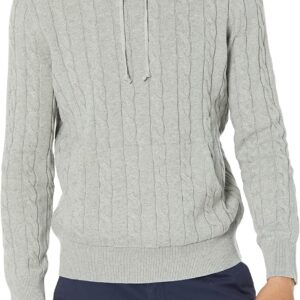 Men's Cotton Cable Knit Hoodie Sweater