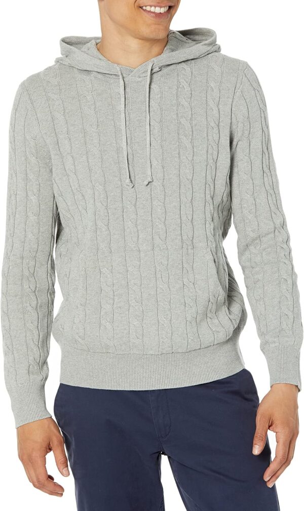 Men's Cotton Cable Knit Hoodie Sweater