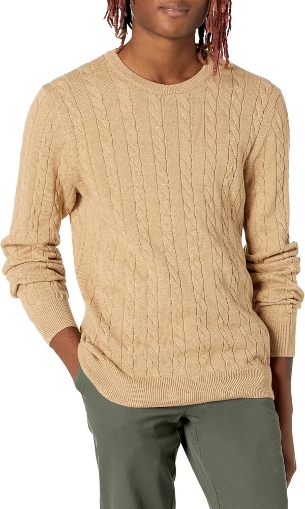 Men's Crewneck Cable Cotton Sweater